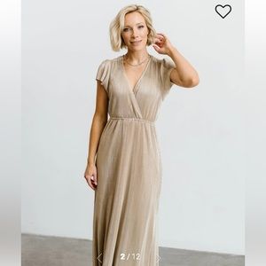 Athena Pleated Maxi Dress- Baltic Born- Size S - Gold